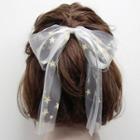 Star Print Mesh Bow Hair Tie