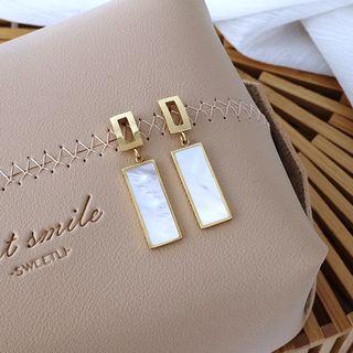 Shell Bar Dangle Earring 1 Pair - Gold & White - One Size