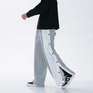 Contrast Trim Straight Leg Pants