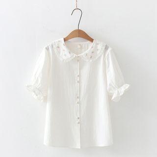 Floral Peter Pan Collar Short-sleeve Blouse