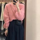 Puff Sleeve Sweater / Midi A-line Skirt