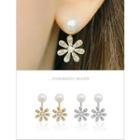 Faux Pearl Drop Flower Earrings