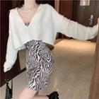 Knit Top / Spaghetti Strap Zebra Print Dress