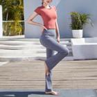 Set: Mesh Panel Short-sleeve Cropped Sports T-shirt + Sweatpants
