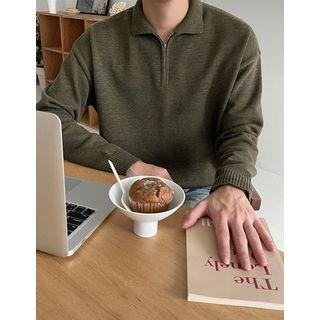 Drop-shoulder Collared Sweater