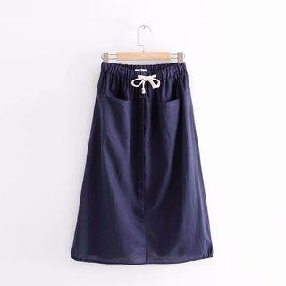 Button-detail Drawstring Skirt