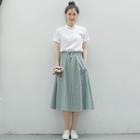 Set: Short-sleeve Shirt + Midi Skirt