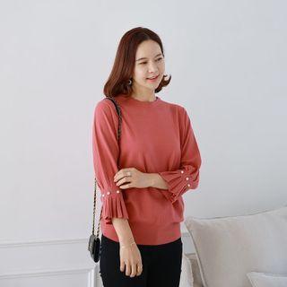 3/4 Pleat-sleeve Knit Top