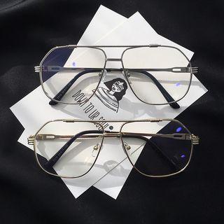 Retro Geometric Double-bridge Metal Frame Eyeglasses