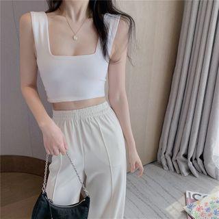 Cropped Tank Top / High-waist Wide-leg Pants
