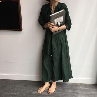 Short-sleeve Maxi Shirt Dress