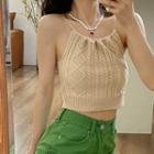 Halter-neck Cable Knit Camisole Top