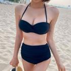 Set: Halter-neck Bikini + Drawstring Cover Up