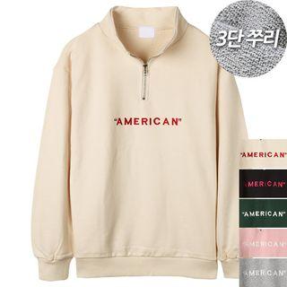Zipped Embroidered Pullover