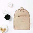 Zipper-trim Faux-leather Backpack