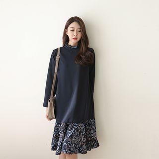 Floral High-neck Midi Dress