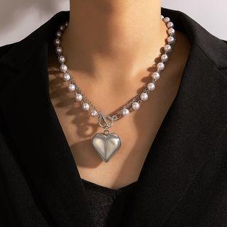 Heart Necklace 17986 - Silver - One Size