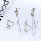 Non-matching Alloy Heart Fringed Earring