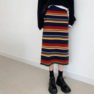 Rainbow Striped Midi Skirt