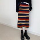 Rainbow Striped Midi Skirt