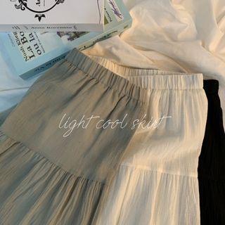 Crepe Tiered Long Skirt