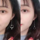 Non-matching Faux Pearl Hoop Dangle Earring 1 Pair - Silver - One Size