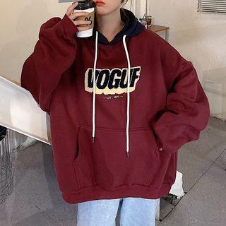 Two Tone Lettering Fleece-lined Hoodie