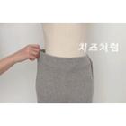 Set: Half-placket Hooded Top + Band-waist Boot-cut Pants Gray - One Size
