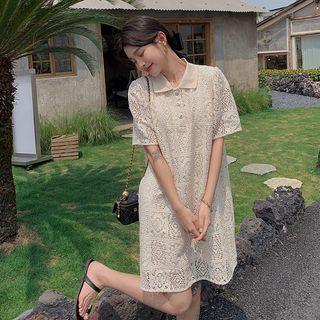 Short-sleeve Crochet Polo Dress