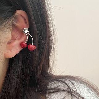 Cherry Heart Alloy Cuff Earring