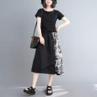 Floral Midi A-line Skirt Black & White - One Size