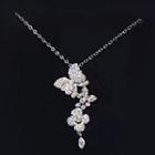 Rhinestone Butterfly Pendant Necklace White - One Size