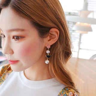 Faux-pearl Half-moon Dangle Earrings