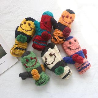 Smiley Face Knit Mittens