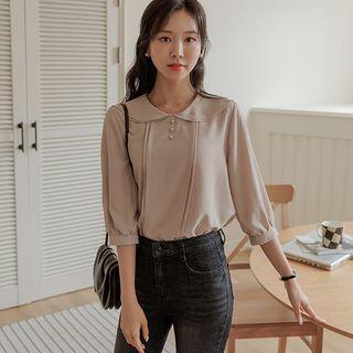 Layered-collar Pintuck Blouse