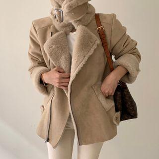 Faux Fur Zip-up Coat