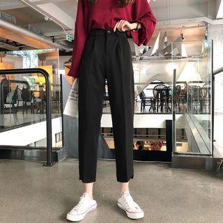 High-waist Cropped Straight-cut Dress Pants