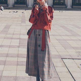 Layered Paneled Plaid Coat