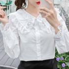 Bell-sleeve Lace Trim Blouse