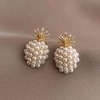Pineapple Faux Pearl Alloy Earring 1 Pair - White Faux Pearl - Gold - One Size