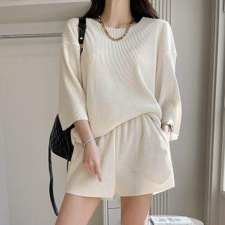 Crystal-pleat T-shirt & Shorts Lounge Set
