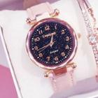 Rhinestone Round Strap Watch