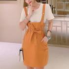 Set: Short-sleeve T-shirt + High-waist Jumper Skirt