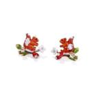 Fashion Cute Plated Gold Squirrel Cubic Zirconia Stud Earrings Golden - One Size