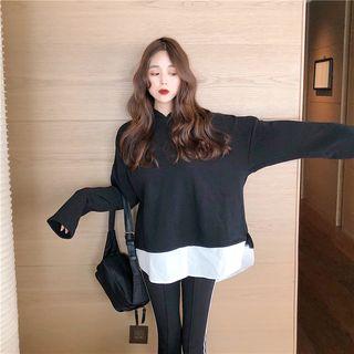 Mock Two Piece Hoodie / Striped Leggings
