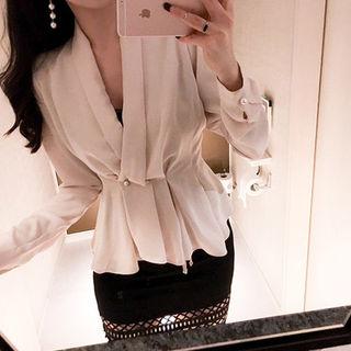 Shawl-collar Wrap Blouse