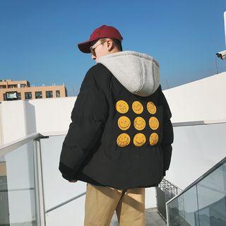 Smiley Panel Padded Hooded Coat