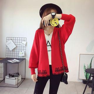 Print Balloon-sleeve Cardigan