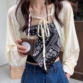 Lace Jacket / Spaghetti Strap Print Top