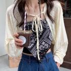 Lace Jacket / Spaghetti Strap Print Top